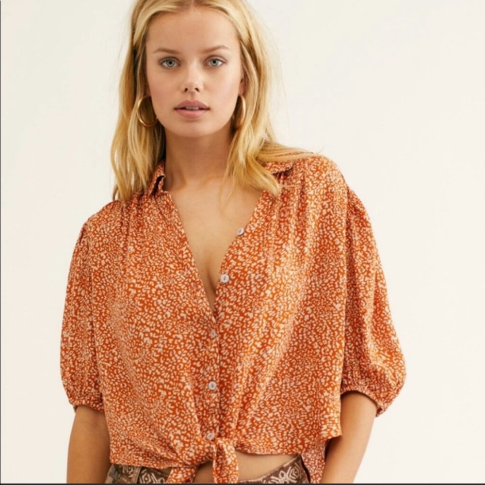 NWT Free People Celia Printed Blouse